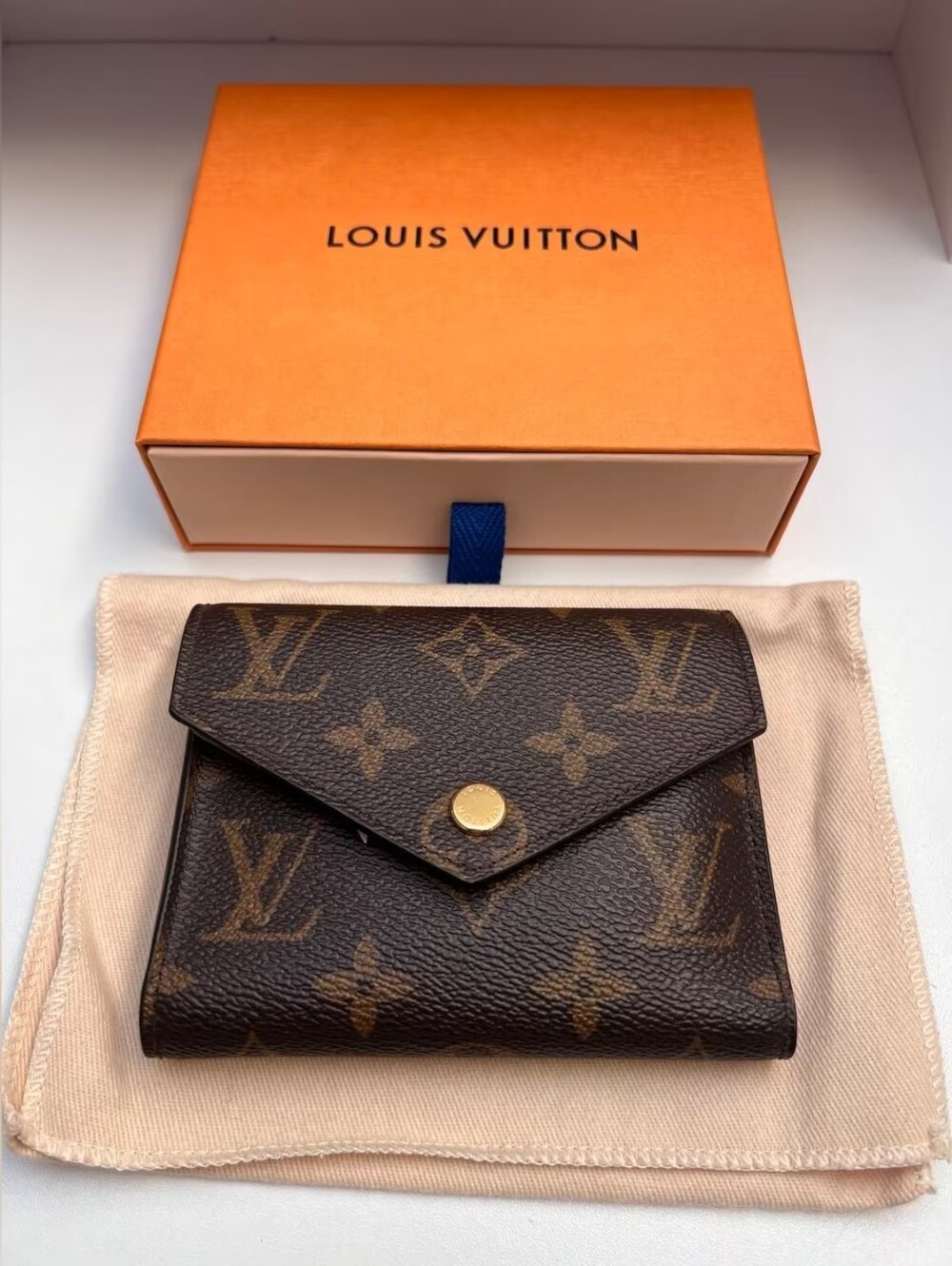 Louis Vuitton Brown Monogram Envelope Wallet with Gold Button